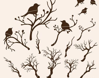 Birds Svg, Birds On Branches Svg, Bird On Tree Svg, Birds And Branch Svg, Tree Branch Svg, Birds On Branch Svg, Tree Branch With Birds Svg