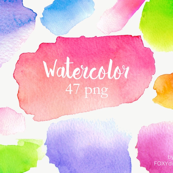 Watercolor splotches clipart, hand painted watercolor splashes,  splodge, watercolor background, watercolor strokes, brushes,  blog elements