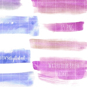 Watercolor Brush Strokes Digital Clipart, Handpainted Watercolor Splashes, Paint Strokes, Watercolor Elements, Background, Commercial Use