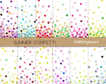 Confetti Digital Paper Set, “Throw Some Confetti” Digital Paper Collection, Confetti Party Polka Dots Multicolor, Digital Scrapbooking- DP16