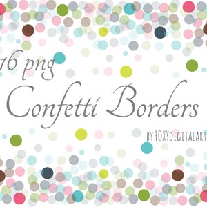 Imágenes prediseñadas de confeti, bordes de confeti, conjunto de bordes de confeti, confeti digital, superposición de confeti, gráficos de confeti, fondo de confeti, PNG
