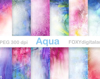 Watercolor Digital Paper, Watercolor Scrapbook Paper, Watercolor Textures, Watercolor Overlays, Splashes, Watercolor Backgrounds, Rainbow