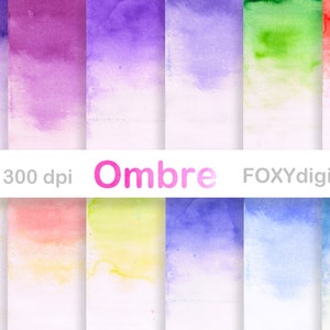 Watercolor Ombre Digital Paper, Digital Paper Watercolour, Hand Painted Ombre Texture, Scrapbook, Watercolor Digital Paper, Instant Download