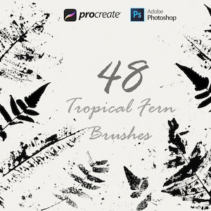 Feuilles de fougère Procreate pinceaux tampons, pinceaux de fougère Photoshop, silhouette de tampon de feuille de fougère, tampons de fougère pour Procreate, pinceaux de fougère GIMP