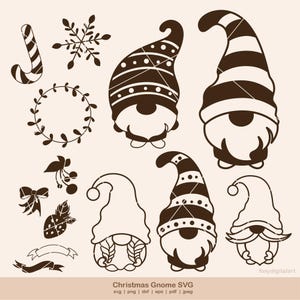 Ornement de Noël nain SVG, nain de jardin mignon svg, lot de gnomes svg, Gnome Glowforge svg, fichier pour Cricut, Silhouette, découpé au laser, dxf, eps