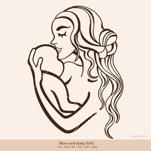 Mom And Baby Svg, Mom Svg, Mother Svg, Mother and Baby Svg, Mom Holding Baby Svg, Mother Day Svg, Newborn Baby Svg, Baby Svg File for Cricut