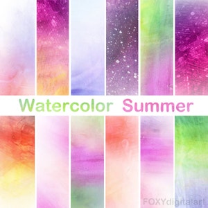 Watercolor Digital Paper: “WATERCOLOR PAPER”, watercolor digital paper for scrapbooking, handmade digital papers, watercolor pastel, rainbow