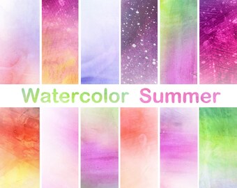 Watercolor Digital Paper: “WATERCOLOR PAPER”, watercolor digital paper for scrapbooking, handmade digital papers, watercolor pastel, rainbow