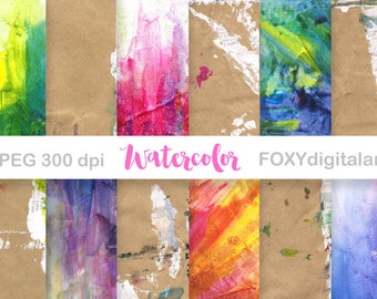 Watercolor Digital Paper: Watercolor Scrapbook Paper, Watercolor Background, Watercolor Textures, Digital Watercolor Paper, Cards