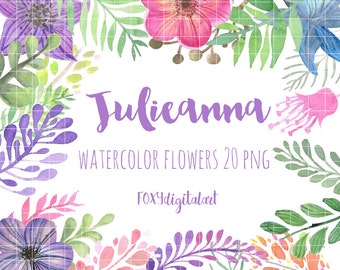 Digital Clipart Watercolor Flowers Clipart, Hand Painted Watercolor Floral Clipart, wedding flowers clipart, Digital Watercolor Flowers