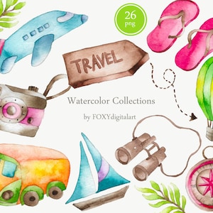 Imágenes prediseñadas de viajes, imágenes prediseñadas de acuarela, imágenes prediseñadas de viajes, imágenes prediseñadas de vacaciones, chica viajera, imágenes prediseñadas de pasión por los viajes, equipaje de viaje por carretera, imágenes prediseñadas de brújula