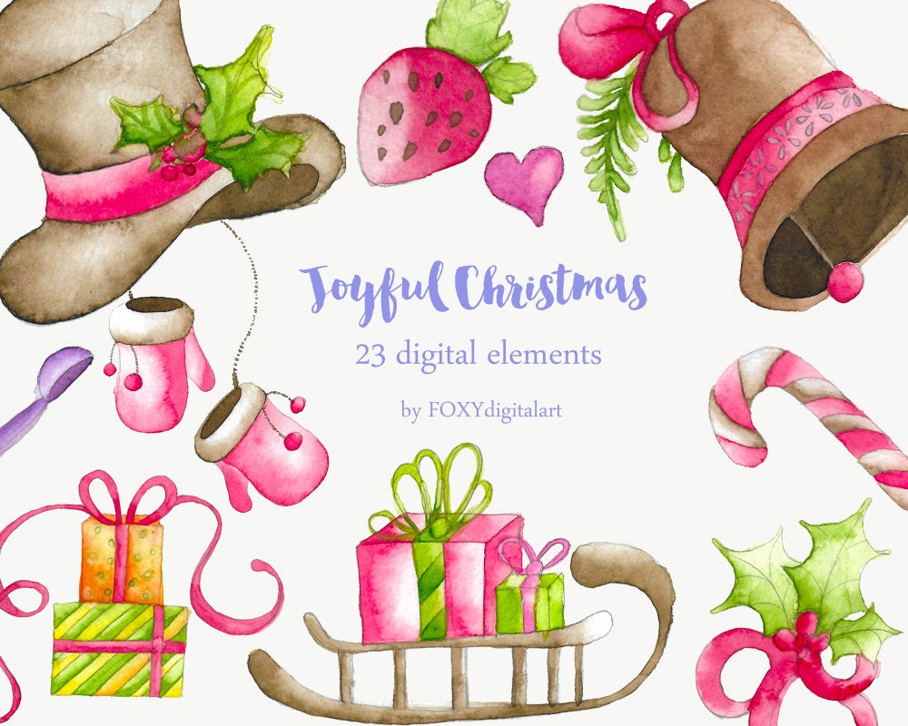 Christmas Clip Art Watercolor Ornament Watercolor Christmas Etsy