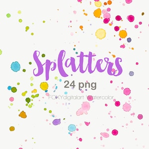 Aquarell Splatter Clipart, Farbspritzer Clipart, Aquarell Spritzer Clipart, Aquarell Tropfen Clipart, Aquarell Flecken, Scrapbook DIY
