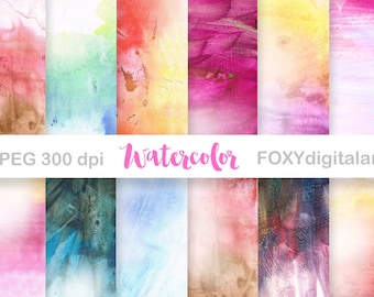 Watercolor Digital Paper: “WATERCOLOR PAPER” scrapbooking, watercolour digital papers, watercolor texture, watercolor backgrounds, card