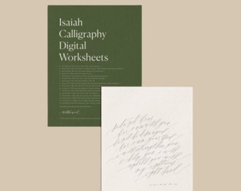 Isaiah Digital Worksheets, Digital Calligraphy Bible Verses, Practice Calligraphy Christian Verses, Christian Girl Calligraphy