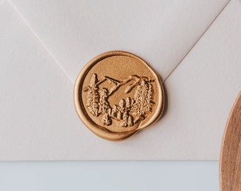 Selo de cera com árvores, Selos de cera com tema de floresta, Selos de cera para convites de casamento, Selos para convites em formato de cartão, Convites de luxo