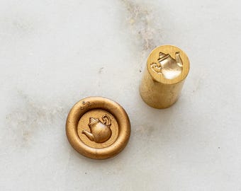 Mini théière avec couvercle en cire, tampon de cire 9 mm, paire avec tasse à thé