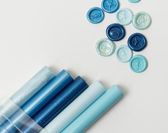 Coastal Breeze Glue Gun Sealing Wax Sticks | Box of 5 Ocean Blue Wax Sticks | Wedding Wax Seals | Envelope Sealing Wax | Invitation Supplies