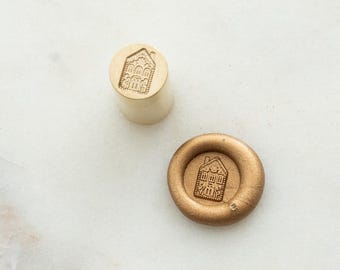 Mini sceau de cire maison en pain d'épice, tampon de 9 mm maison de vacances, cachet de cire de Noël, cabane d'hiver