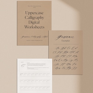 Schede di lavoro digitali in maiuscolo - Gossamer, eleganti fogli di pratica stampabili per il corsivo, esercizi di scrittura corsiva, font per calligrafia