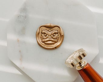 Lion Dance Wax Seal Stamp | Chinese Lion Head Wedding Seal | Lunar New Year Wax Stamp | Red Envelope & Invitation Seal