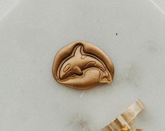 Orca Whale Wax Seal Stamp, Coastal Stationery Gift, Ocean-Themed Letter Seal, Nautical Wedding Invitation Accessory