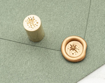 Star Mini Wax Seal Head, 9mm Wax Stamp, Holiday Stamp, Sparkles