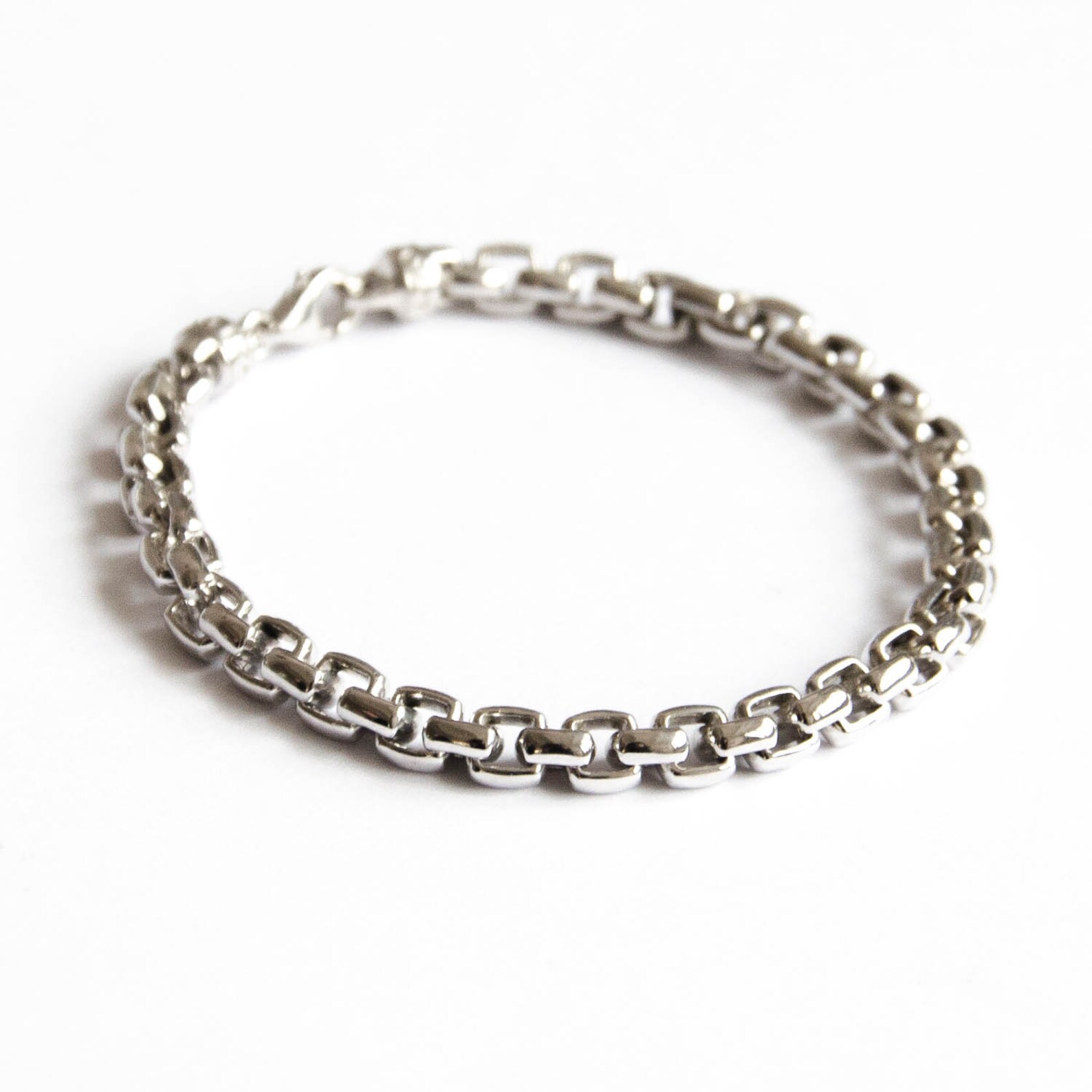 Silver Link Bracelet for Man Classic Simple Bracelet Mens Etsy