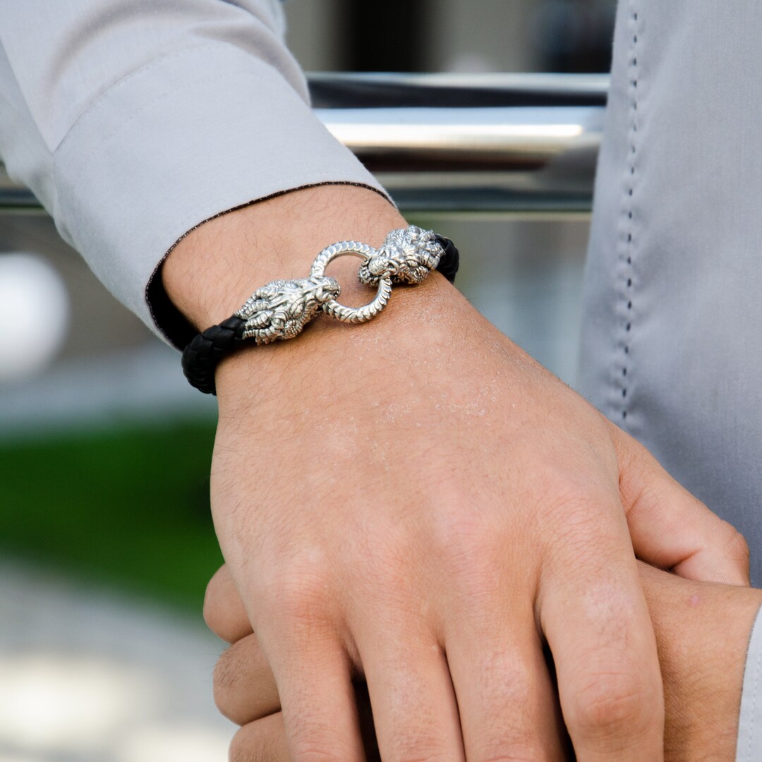 Leather dragon bracelet discount