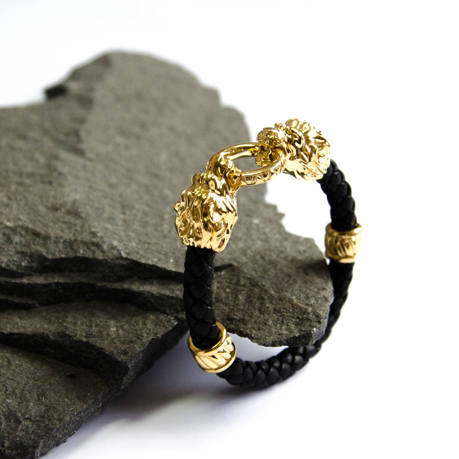 Lion Bracelet Man Gold Plated Silver Bracelet Lion Jewelry Etsy