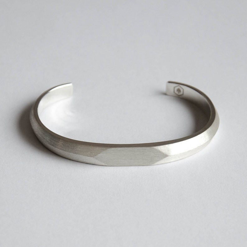 Geometric Cuff Bracelet for Men Open Silver Bangle Sterling - Etsy