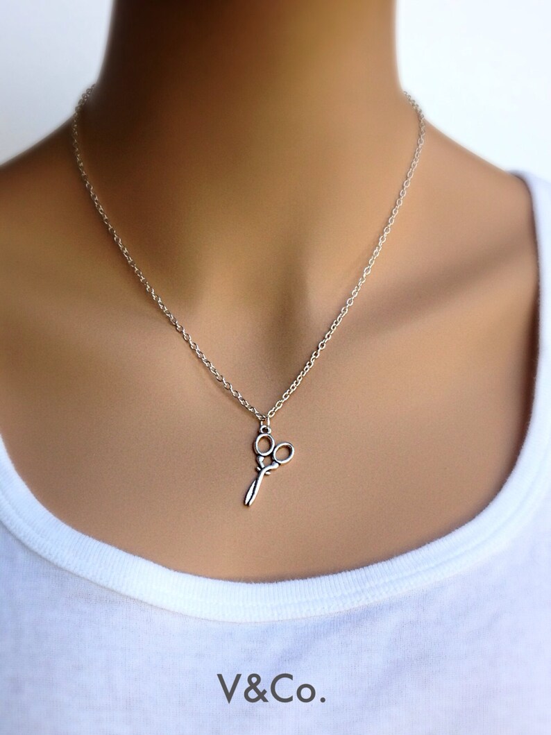 Silver Scissors Necklace, Hair Stylist Jewelry, Hairdresser Shears