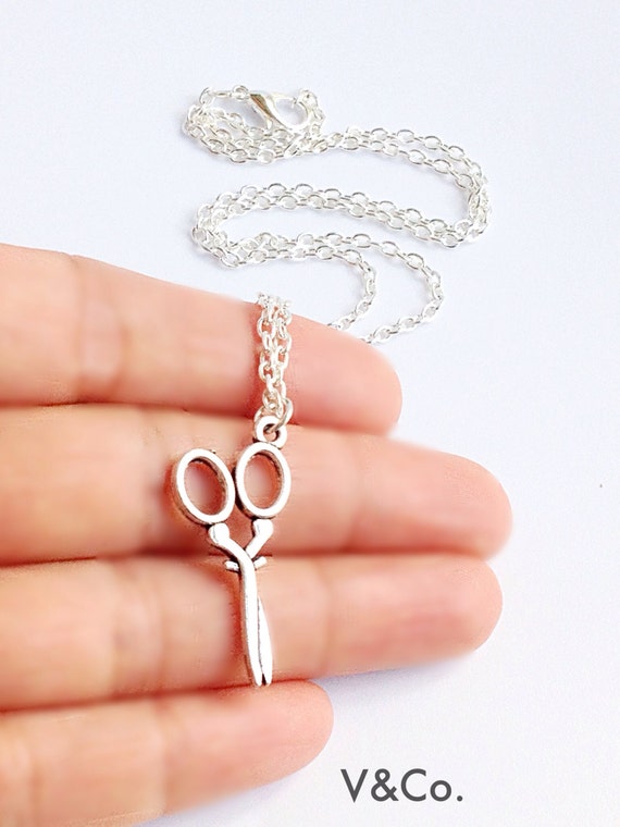 Silver Scissors Necklace Hair Stylist Jewelry Hairdresser Etsy