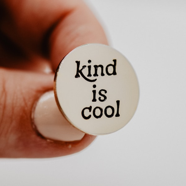 Kind Is Cool Enamel Pin. Small Gold Plated Lapel Pin. Kindness Brooch. Be Kind Pin. Jacket Pin. Backpack Pin. Positivity Reminder. Be Nice.