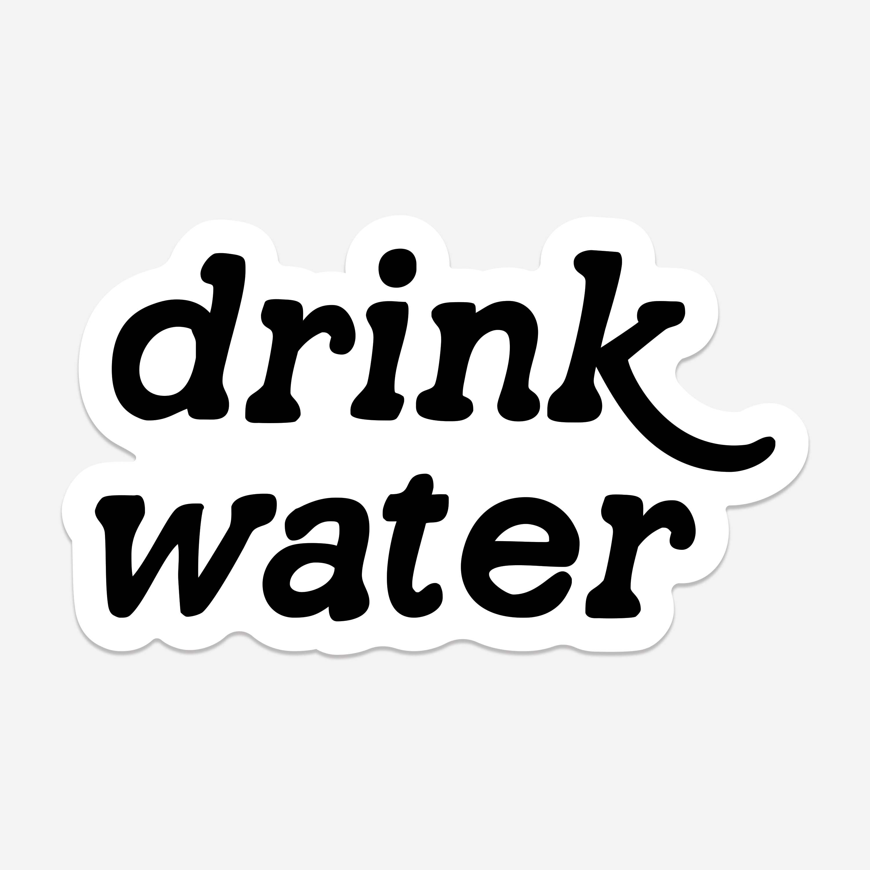 Drink Water Sticker. Black and White Kiss Cut Sticker. Water | Etsy