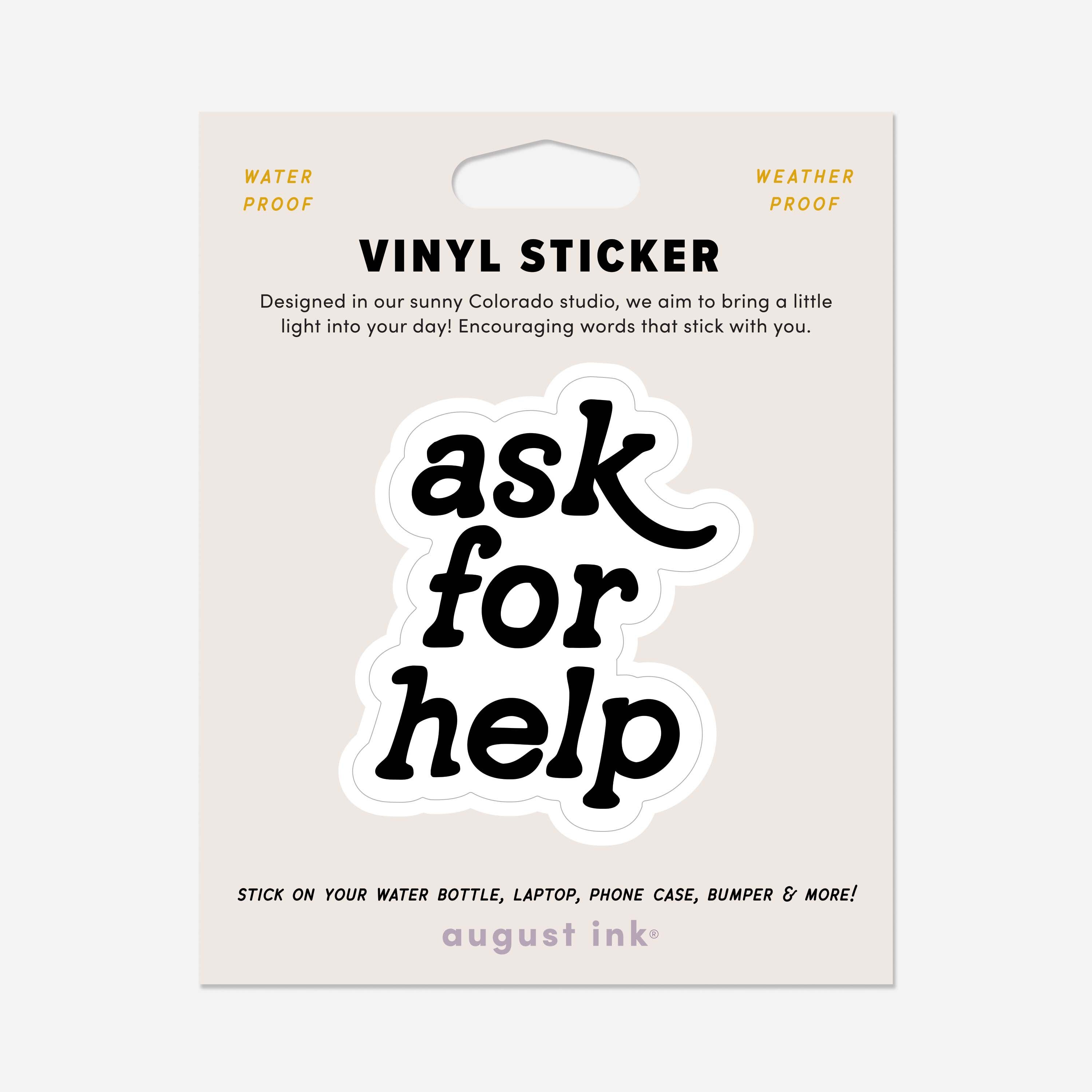 Ask for Help Sticker: Black and White Vinyl, Self Care - Etsy
