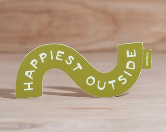 Happiest Outside Vinyl Sticker: Waterproof Adventure Decal