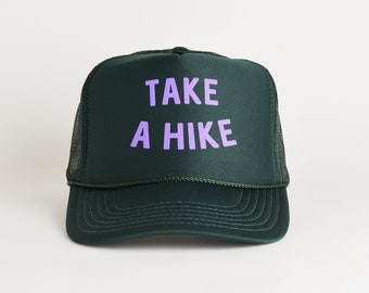 Take A Hike Foam Trucker Hat. Purple and Dark Green Trucker Hat. Gift for Hiker. Nature Lover Gift. Hiking Hat. Get Outside Trucker Hat.