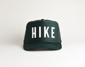 Hike Foam Trucker Hat. Dark Green Hike Hat. Gift for Hiker. Hiking Hat. Mesh Back Hiker Cap. Hat for Hiking. Hike Baseball Cap.