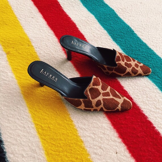 Vintage Ralph Lauren Pony Hair Giraffe Print Mule