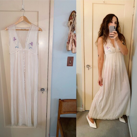 Vintage Christian Dior Antique Cotton Lace Night G