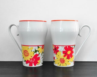 Vintage Soda Mugs with Floral Design