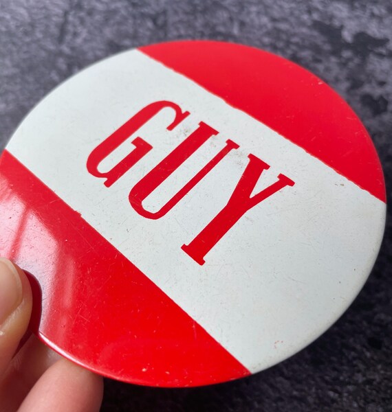 Vintage "GUY" Large Pinback Button - image 5