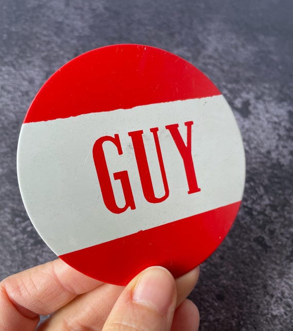 Vintage "GUY" Large Pinback Button - image 1