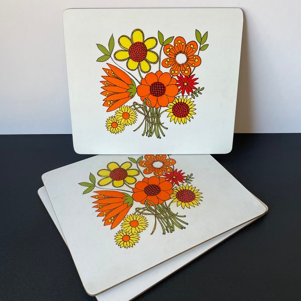 Trio of Vintage Mod Floral Placemats