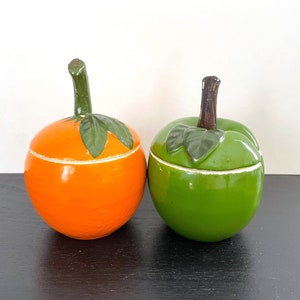 Vintage Ceramic Apple and Orange Jelly Jars