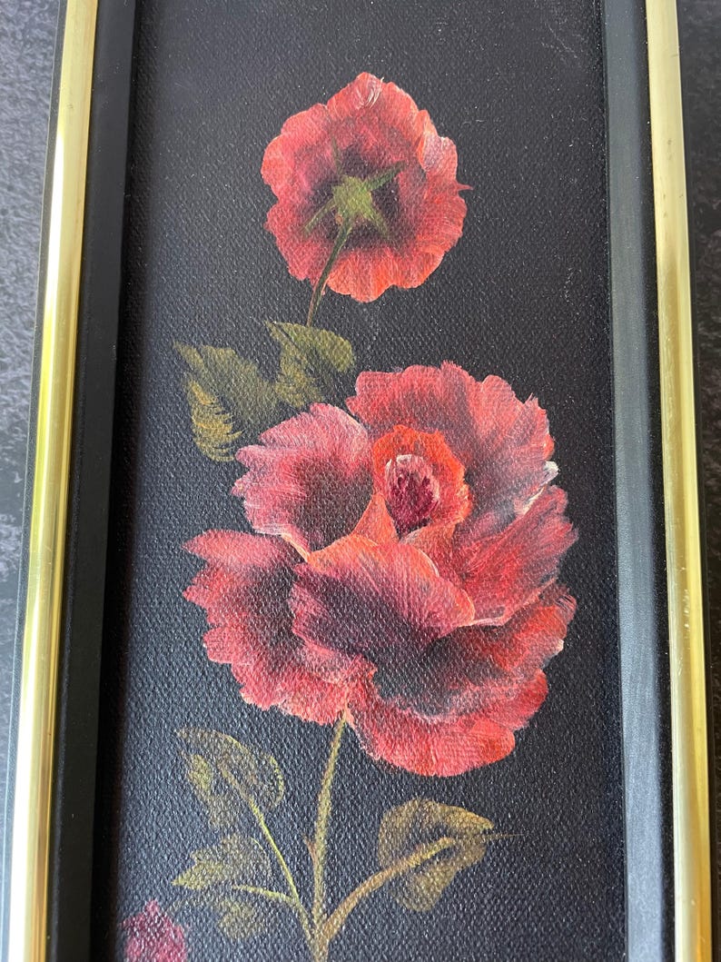 Vintage Original Floral Paintings in Black and White image 3