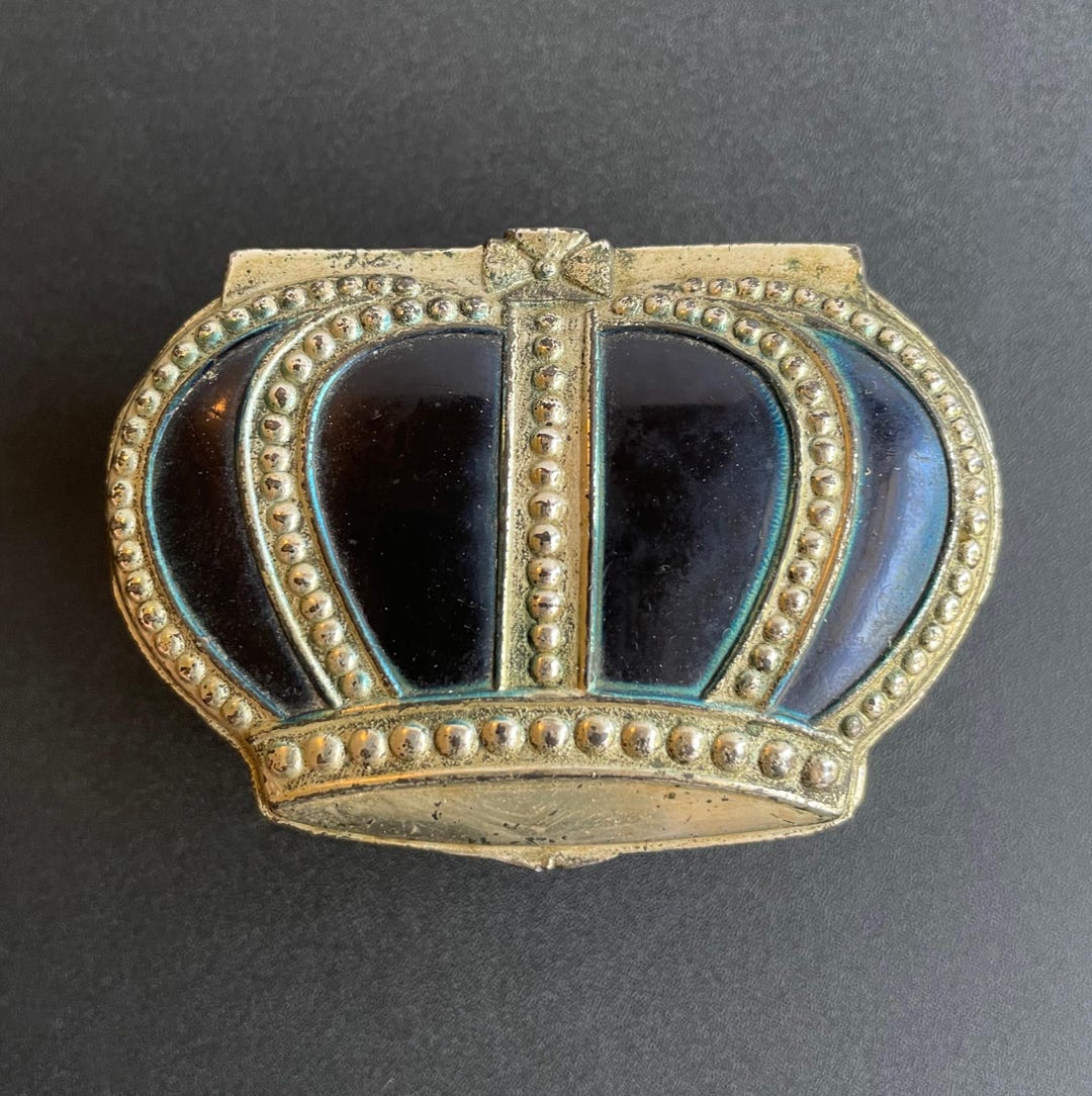 Vintage Blue Crown Metal Keepsake Box - Etsy