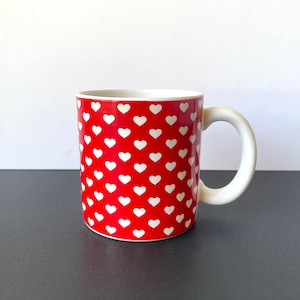 Vintage Red and White Heart Mug