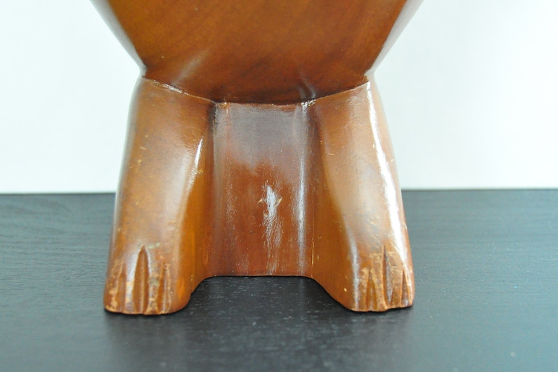 Large Vintage MCM Wooden Owl Sculpture